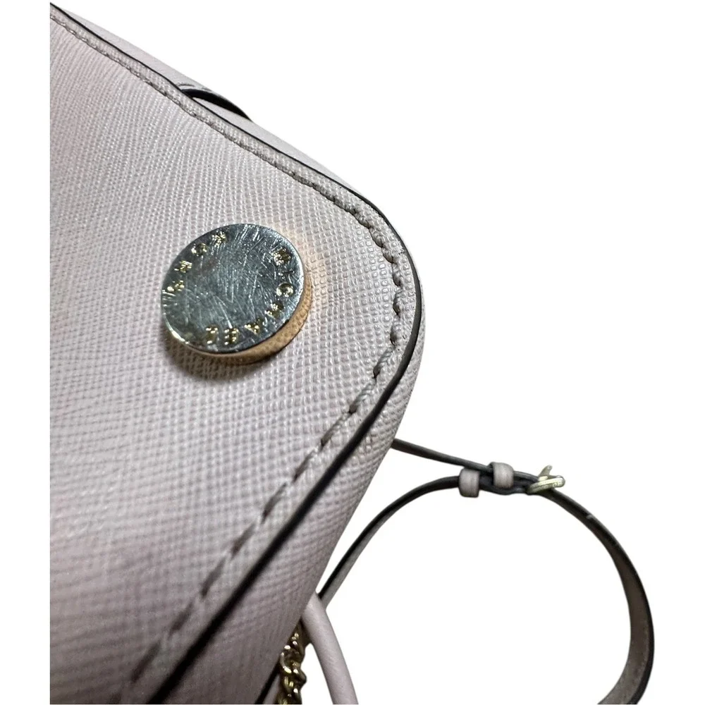 Michael Kors Pink Leather Emmy‎ Large Dome Satchel Crossbody Bag Gold Hardware - Picture 8 of 10